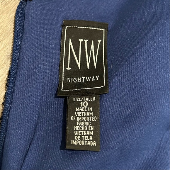 Nightway NW Dark Navy Blue Sequin Sleeveless V Neck Party Sheath Dress Size 10 - Picture 5 of 10